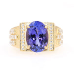 Ring in 750 yellow gold with one tanzanite and brilliants