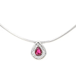 Chain with a pendant in 750 white gold with a ruby and Brilliants, hanging frontally
