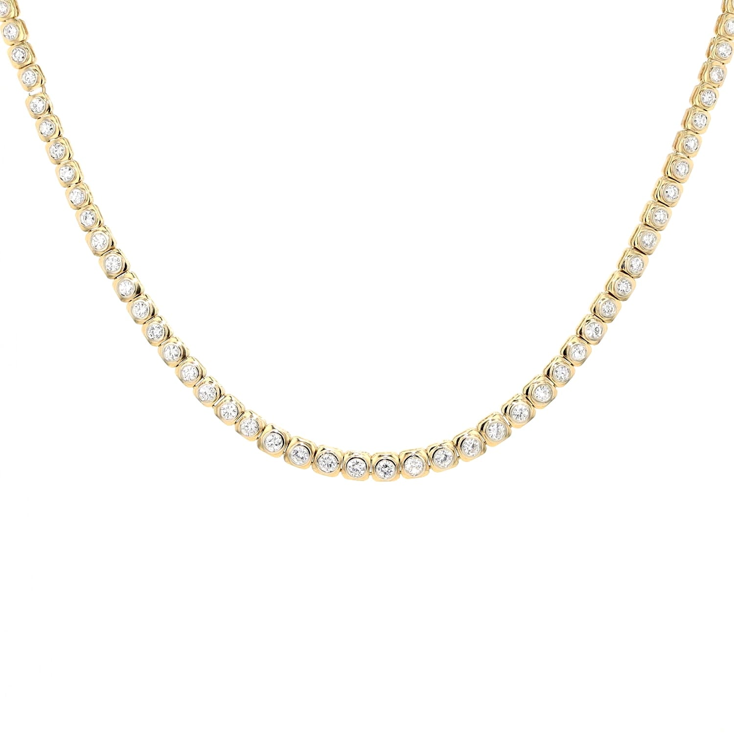 Tennis necklace in 750 yellow gold with a total of approx. 5.0 ct Brilliants, , hanging frontally
