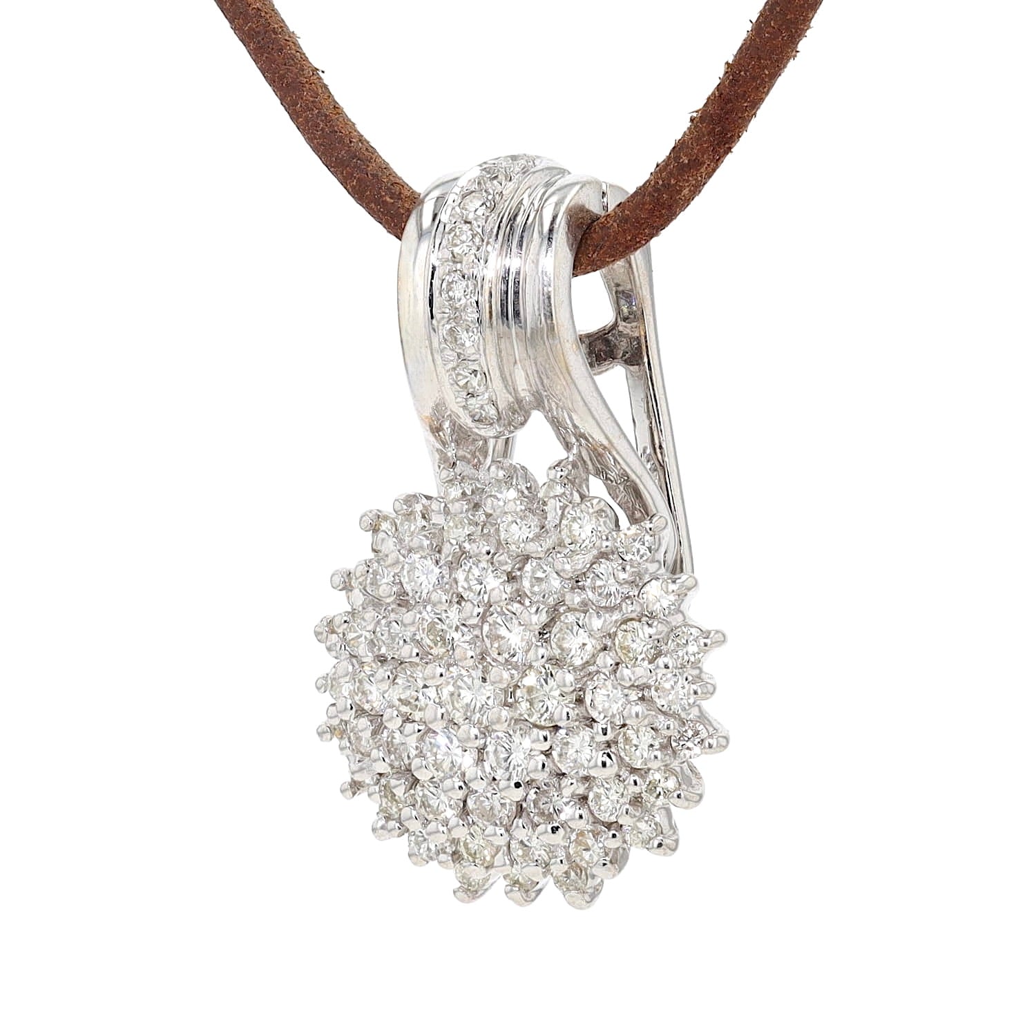 Anhänger in 585er Weißgold mit insgesamt ca. 1,0 ct Brillanten  , hängend links gedreht