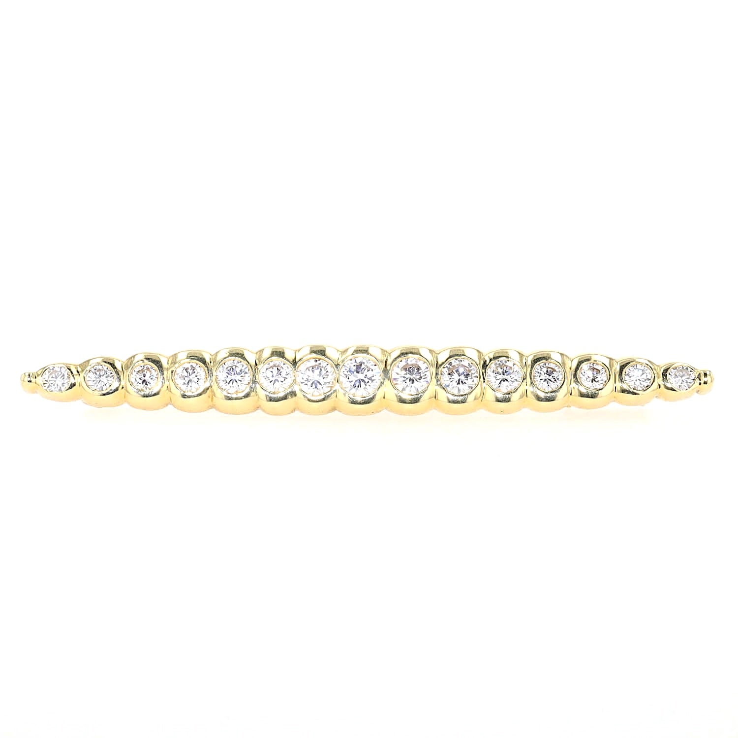 Stabbrosche in 585er Gelbgold mit Brillanten, liegend frontal