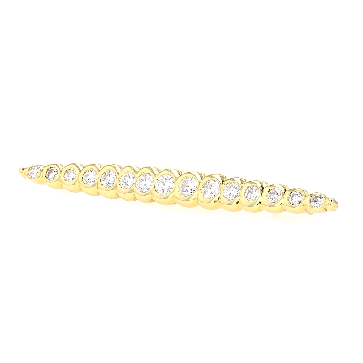Stabbrosche in 585er Gelbgold mit Brillanten, liegend links gedreht