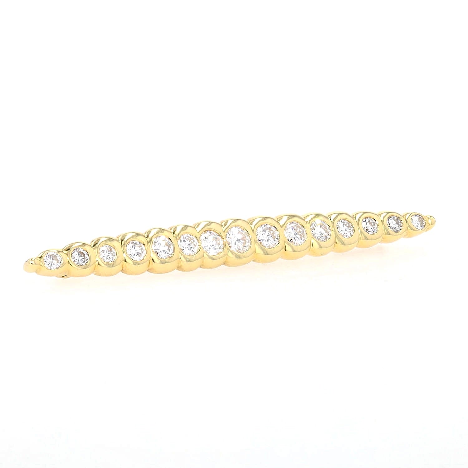 Stabbrosche in 585er Gelbgold mit Brillanten, liegend rechts gedreht