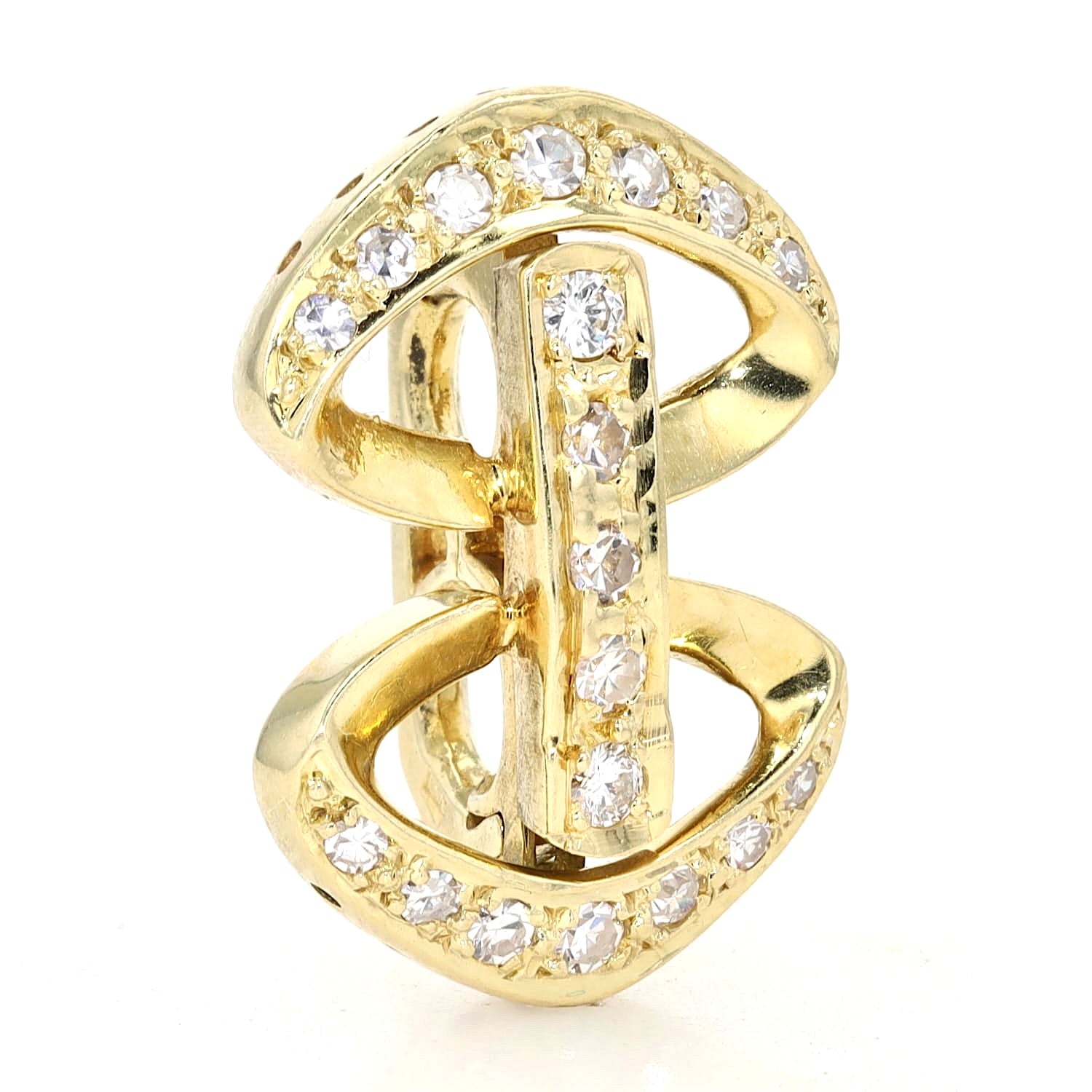 Pearl necklace shortener in 585 yellow gold Brilliants, standing turned to the right