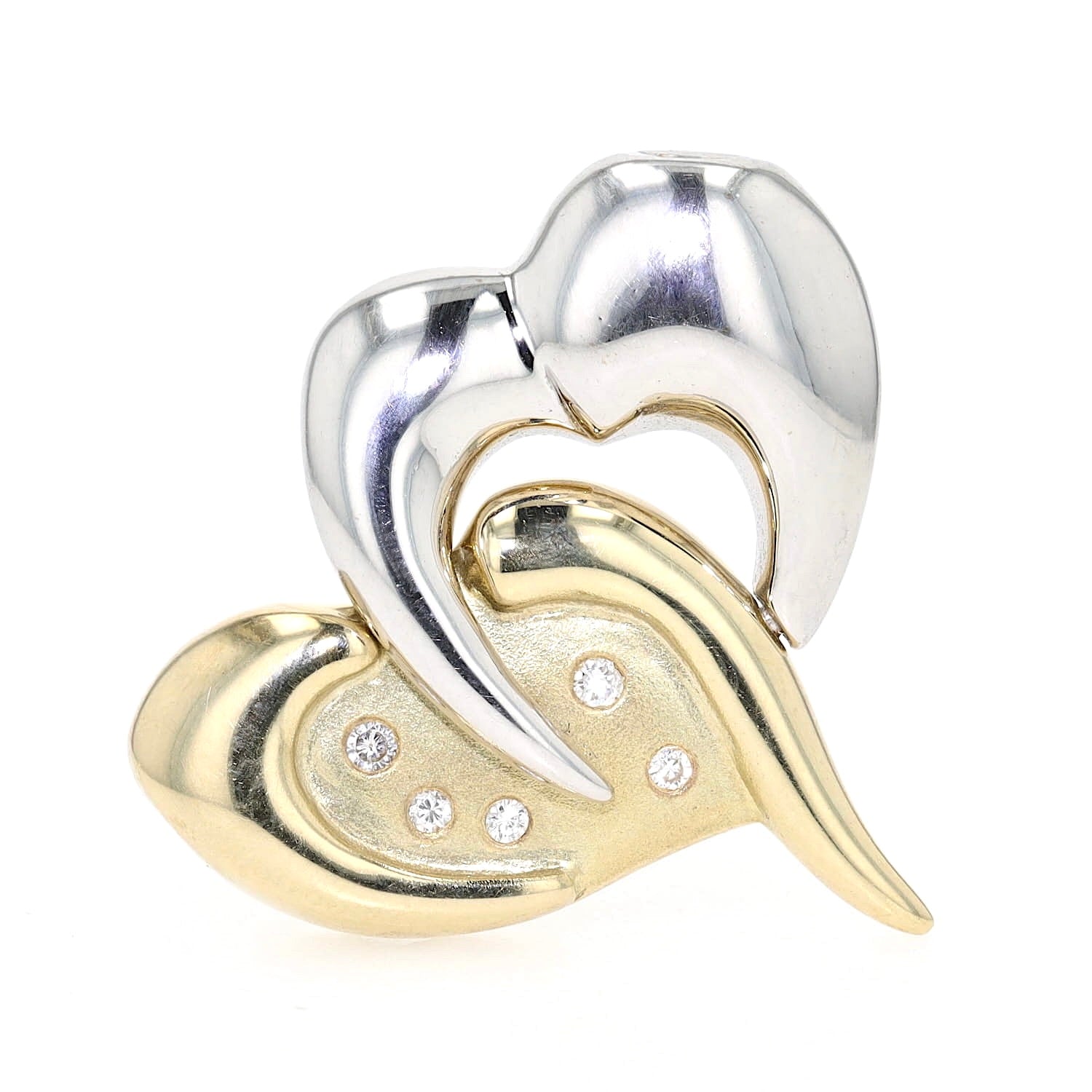 Pendant with interchangeable locking system from the JKa brand in 585 yellow and white gold Brilliants, lying sideways frontally