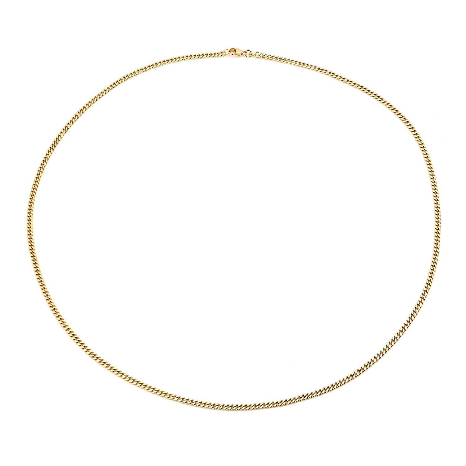 70 cm long curb chain in 585 yellow gold, closed horizontally