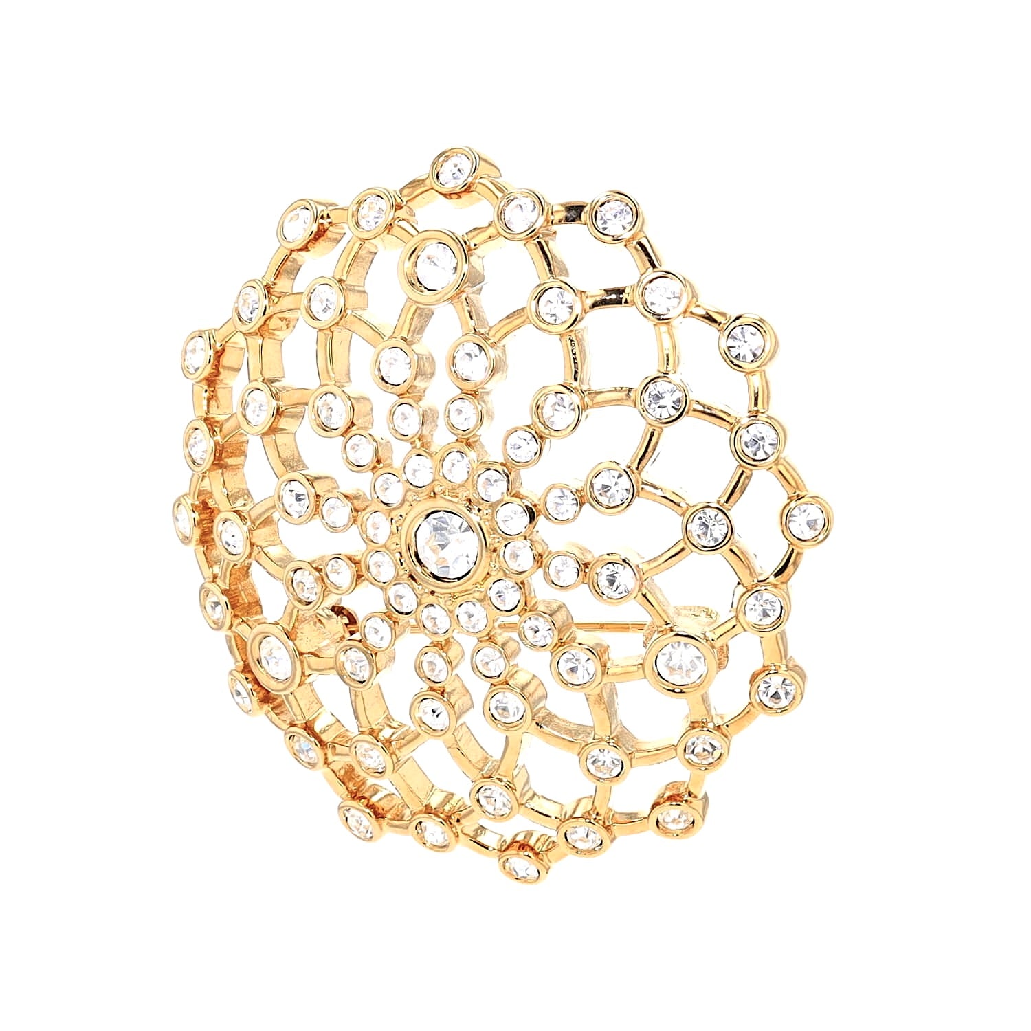 Swarovski Vintage- Brosche vergoldet mit Swarovski Kristallen, stehend inks gedreht