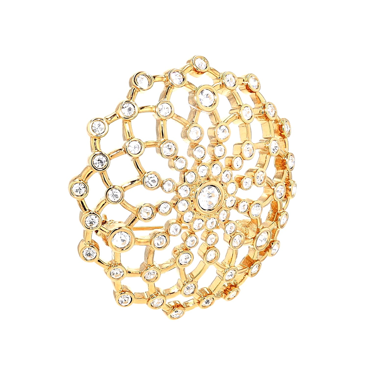 Swarovski Vintage- Brosche vergoldet mit Swarovski Kristallen, stehend rechts gedreht