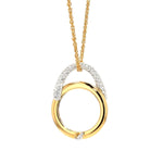 Swarovski necklace with a pendant in the shape of a magnifying glass with Swarovski crystals, hanging frontally