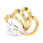 Franz Breuning brooch in 585 yellow and white gold with diamonds and an Akoyacultured pearl, standing frontally